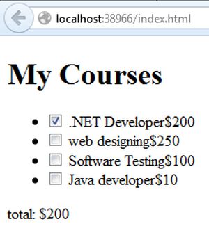 Change Price on Course Selection